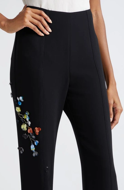 Shop Cinq À Sept Kingsley Sequin Flower Flare Pants In Black/ Multi