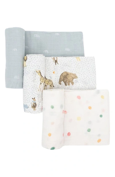 Little Unicorn 3-pack Muslin Swaddle Blanket In Party Animal