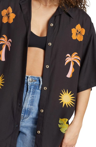 Shop Billabong On Vacation Graphic Camp Shirt In Black Sands