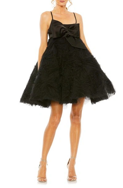 Shop Mac Duggal Bow Front Tulle Babydoll Dress In Black