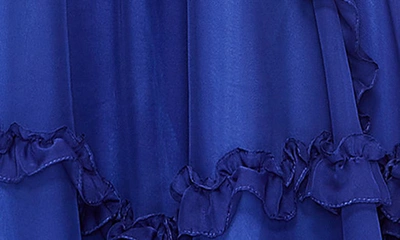 Shop Mac Duggal Tiered Ruffle Long Sleeve Gown In Sapphire
