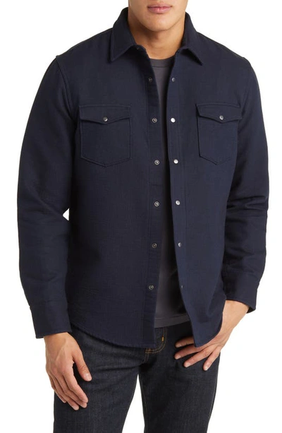 Shop Nordstrom Trim Fit Snap Front Shirt In Navy Blazer