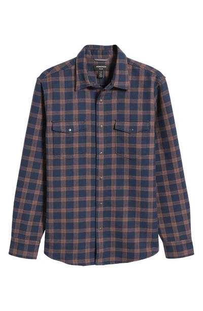 Shop Nordstrom Colville Trim Fit Snap Front Shirt In Navy- Brown Colville Plaid