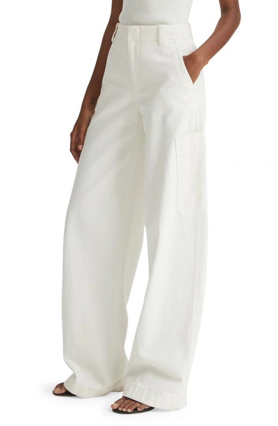 Shop Vince Utility High Waist Wide Leg Recycled Wool Blend Pants In Off White