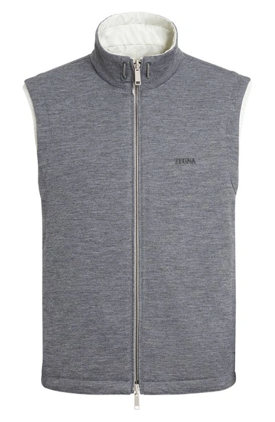 Zegna Reversible Sleeveless Jacket With Drawstring And Pockets In White