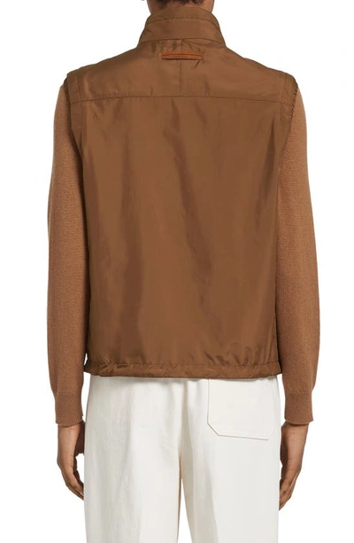 Zegna Zephyr Reversible Vest In Vicuna