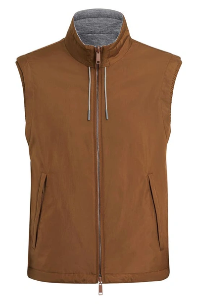 Zegna Zephyr Reversible Vest In Vicuna
