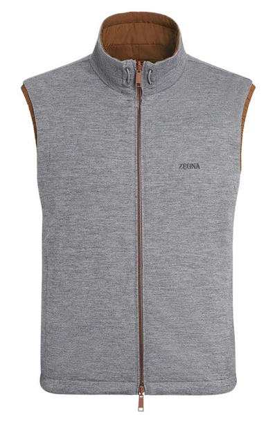 Zegna Zephyr Reversible Vest In Vicuna
