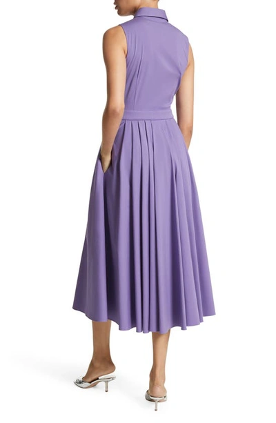 Shop Michael Kors Sleeveless Stretch Cotton Poplin Shirtdress In Violet