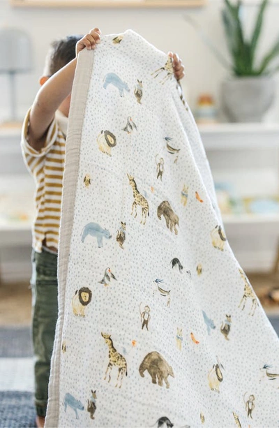 Little Unicorn Cotton Muslin Baby Quilt In Party Animals