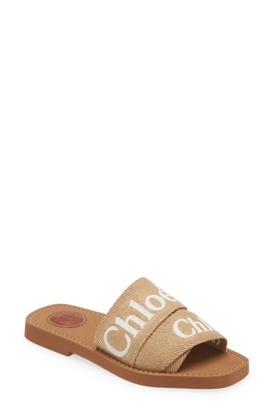 Shop Chloé Woody Slide Sandal In Desert Beige