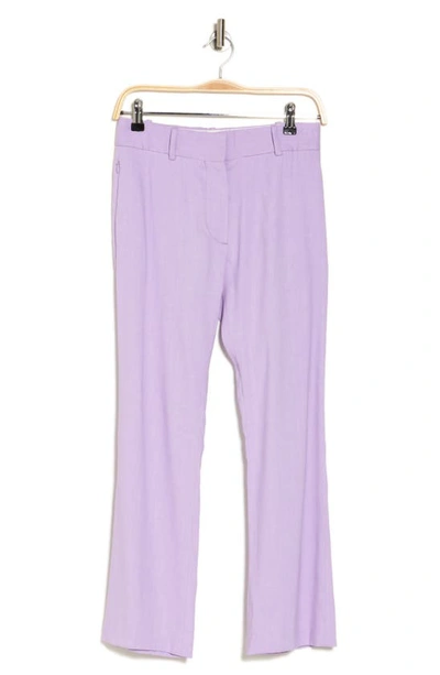 Shop Frame Le Crop Mini Bootcut Organic Linen Blend Pants In Lilac