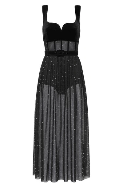 Shop Rebecca Vallance Lilah Diamante Midi Dress In Black