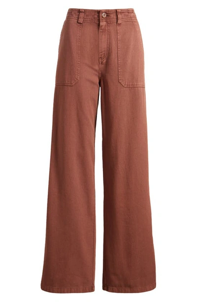 Bp. Utility High Waist Wide Leg Pants In Brown Chino