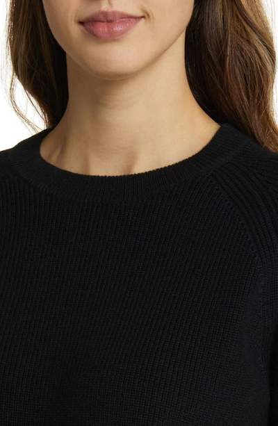 Shop Nordstrom Rib Organic Cotton & Merino Wool Sweater In Black