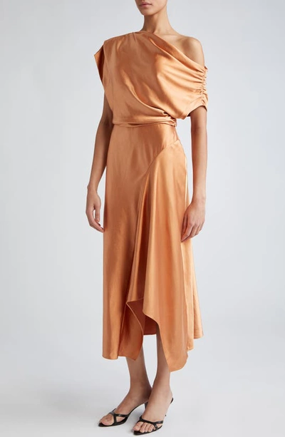 Shop A.l.c . Jasmine Asymmetric Satin Dress In Sandstone