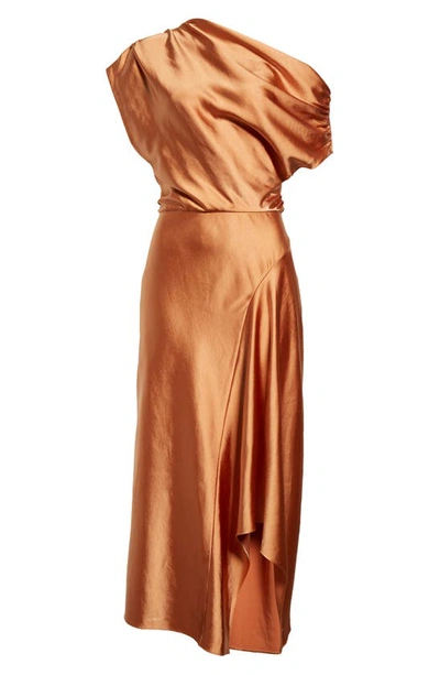 Shop A.l.c Jasmine Asymmetric Satin Dress In Sandstone