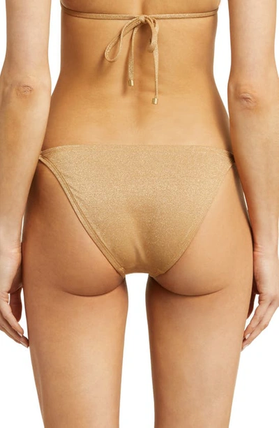 Shop Vitamin A Elle Metallic Side Tie Bikini Bottoms In Golden Glow Metallic