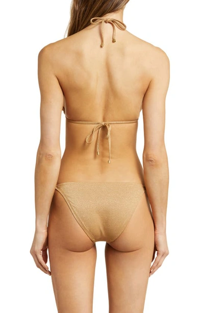 Shop Vitamin A Elle Metallic Side Tie Bikini Bottoms In Golden Glow Metallic