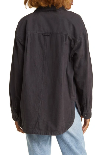 Shop Bp. Oversize Cotton Twill Shirt In Grey Phantom