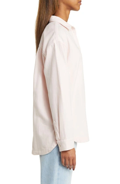 Shop Bp. Oversize Cotton Twill Shirt In Pink Ash