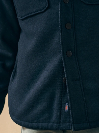 Shop Faherty High Pile Fleece Lined Wool Cpo In Navy Shadow Twill