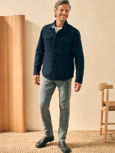 Shop Faherty High Pile Fleece Lined Wool Cpo In Navy Shadow Twill