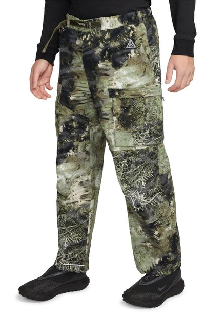 Shop Nike Acg Smith Summit Camo Water Repellent Cargo Pants In Oil Green/ Medium Olive