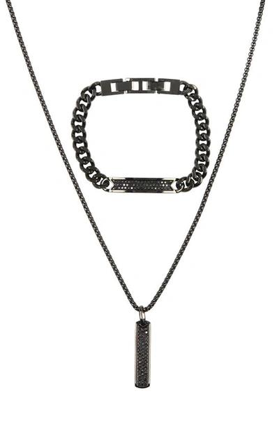 Shop American Exchange Set Of 2 Slim Necklace & Bracelet In Gun