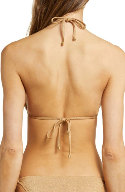 Vitamin A Gia Metallic Triangle Bikini Top In Golden Glow Metallic