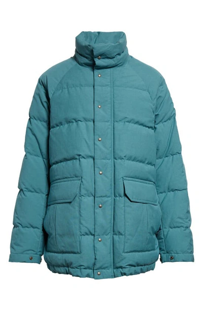 Shop Visvim Ulmer Wool & Linen Down Jacket In Blue/ Green