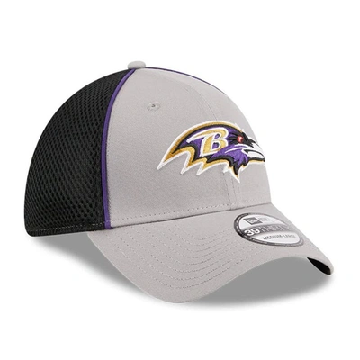 Shop New Era Gray Baltimore Ravens  Pipe 39thirty Flex Hat