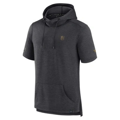 Shop Fanatics Branded  Heather Charcoal Vegas Golden Knights Authentic Pro Short Sleeve Pullover Hoodie
