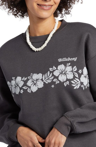 Shop Billabong Forget Me Not Floral Graphic Sweatshirt In Off Black