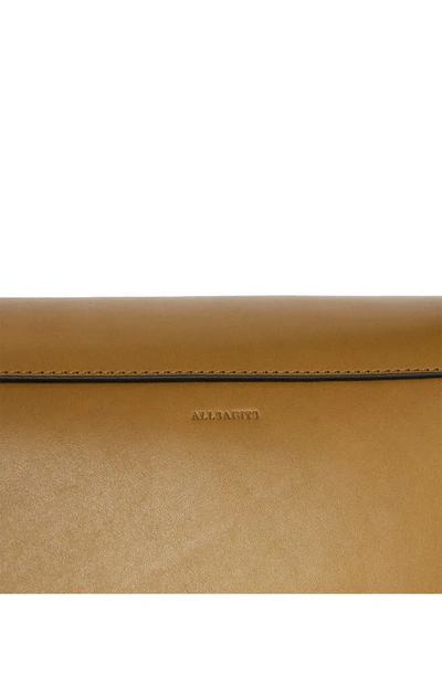 Shop Allsaints Celeste Leather Crossbody Bag In Bronze Green