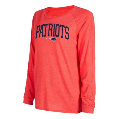 Shop Concepts Sport Navy/red New England Patriots Raglan Long Sleeve T-shirt & Shorts Lounge Set