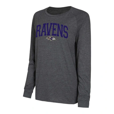 Shop Concepts Sport Purple/black Baltimore Ravens Raglan Long Sleeve T-shirt & Shorts Lounge Set