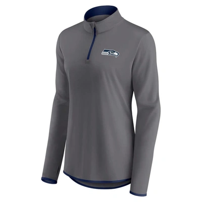 Shop Fanatics Branded  Gray Seattle Seahawks Corner Long Sleeve 1/4 Zip Top