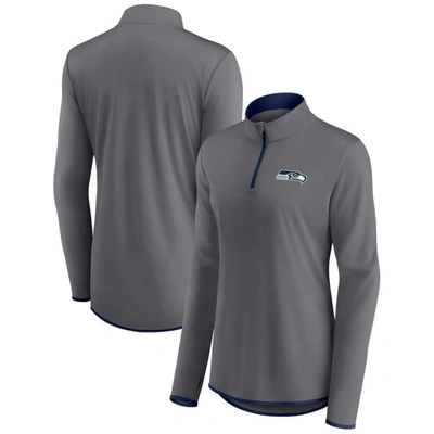 Shop Fanatics Branded  Gray Seattle Seahawks Corner Long Sleeve 1/4 Zip Top