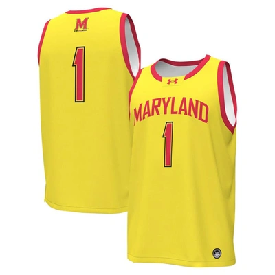 Shop Under Armour #1 Gold Maryland Terrapins Replica Basketball Jersey