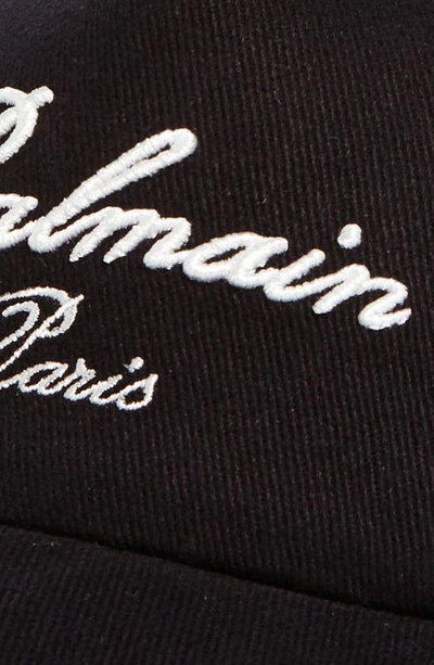 Shop Balmain Signature Embroidered Cotton Baseball Cap In Edk Black/ Ivory