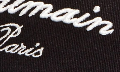 Shop Balmain Signature Embroidered Cotton Baseball Cap In Edk Black/ Ivory
