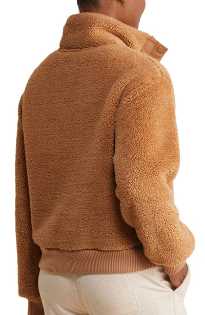 Shop Vineyard Vines Plush Teddy Bomber Jacket In Toasted Almond
