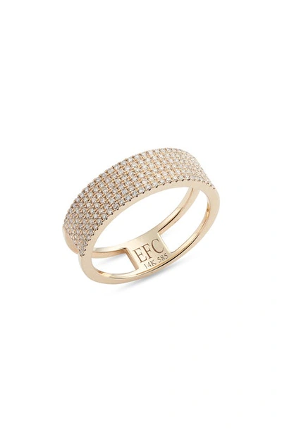 Shop Ef Collection Pavé Diamond Cigar Band Ring In 14k Yellow Gold