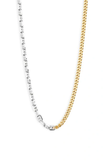 Shop Tom Wood Rue Duo Chain Necklace In 925 Sterling Silver/ 9k Gold