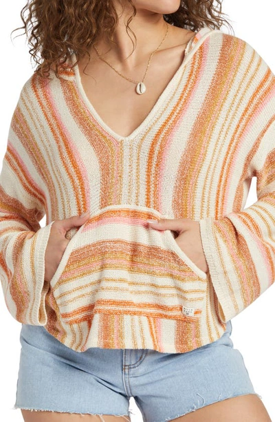 Shop Billabong Baja Beach Stripe Pullover Sweater Hoodie In Dried Mango