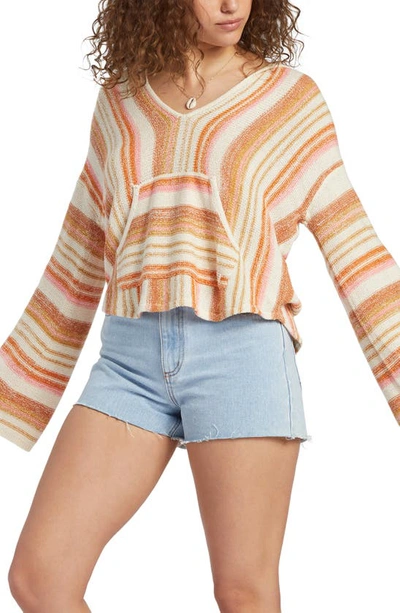 Shop Billabong Baja Beach Stripe Pullover Sweater Hoodie In Dried Mango
