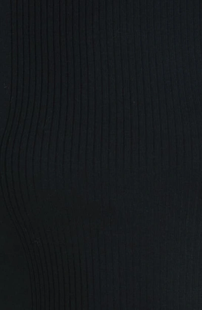 Shop Treasure & Bond Placed Rib Mock Neck Long Sleeve Midi Dress In Black