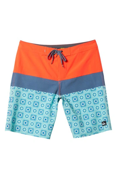 Shop Quiksilver Surfsilk Panel 20 Board Shorts In Aqua/ Fiery Coral