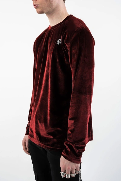 Shop Akings Ak Emblem Velour Long Sleeve T-shirt In Velour Red